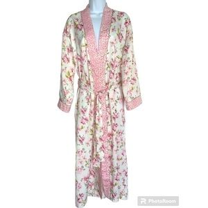 Oscar Dela Renta Pink Label Silky Kimono Robe Pink Rose